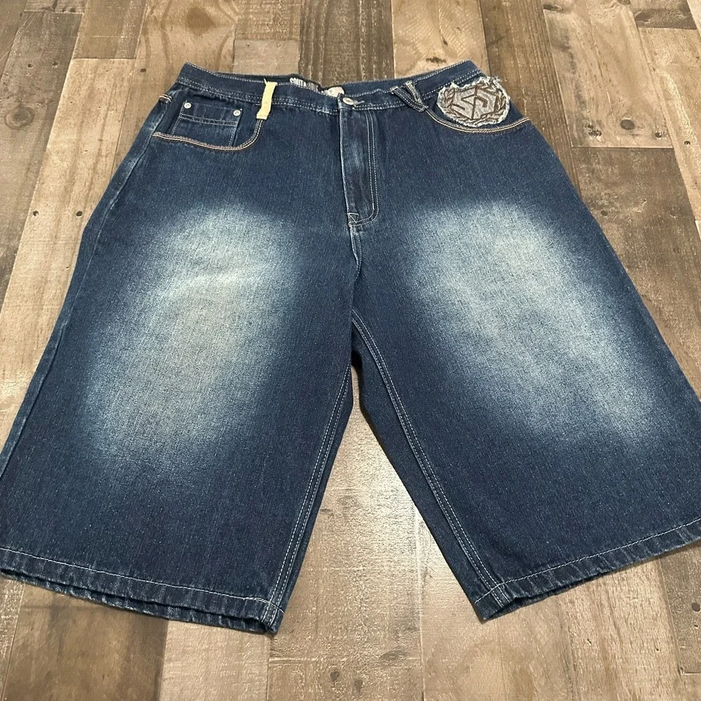 Vintage Southpole Shorts Mens 34 Blue Denim Jean Baggy Embroidered Skate Y2K 90